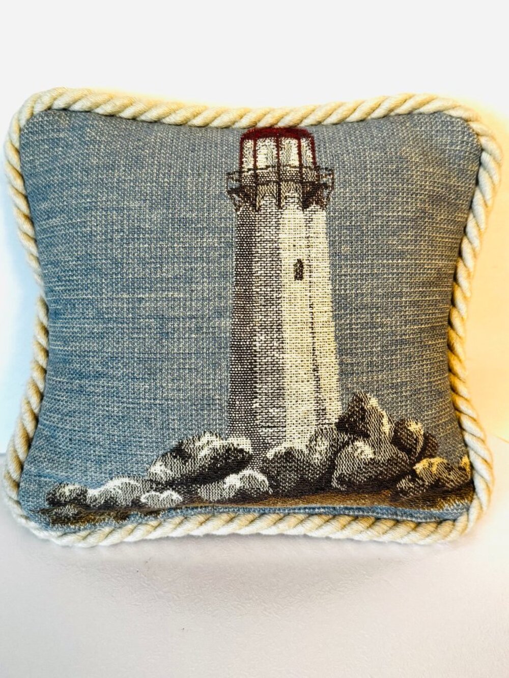 Lighthouse Tapestry Throw Pillow 8.5x7.5" Riverdale Decoration Nautical Coastal